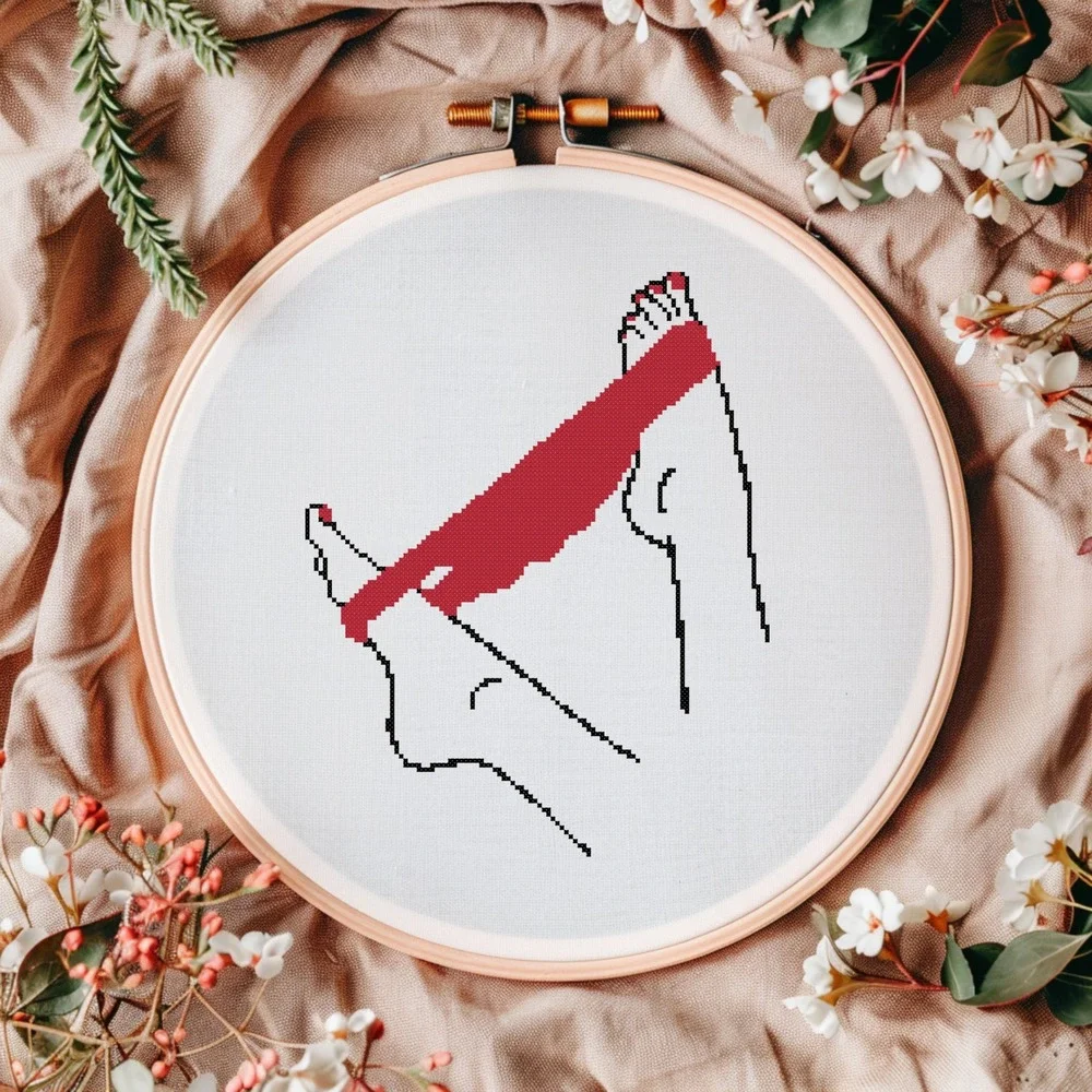 Subversive Women Red Panties Sexy Lingerie Legs Counted Cross Stitch Pattern Kit - Picture 4 of 7